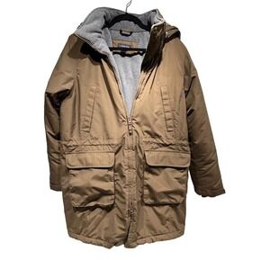 LANDS' END Womens BRown HOODED Cinch Waist FLEECE LINED JACKET Coat Size S‎